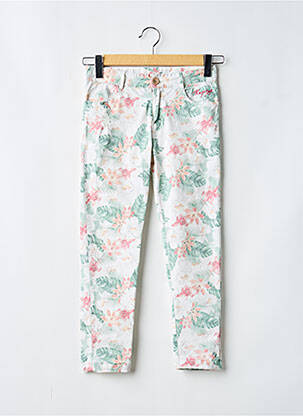 Pantalon slim tissage popeline taille ajustable vert KAPORAL fille