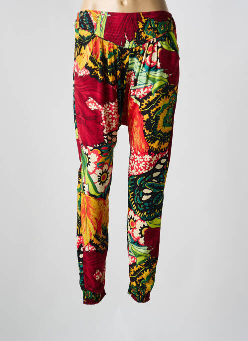 Pantalon slim taille élastique taille normale rouge DESIGUAL femme