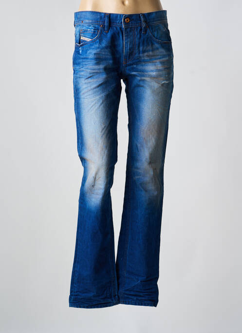 Jeans coupe droite effet usé délavé taille normale bleu DIESEL femme