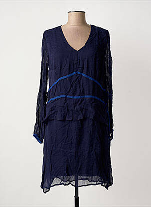 Robe mi-longue manches longues manches longues bleu IKKS femme