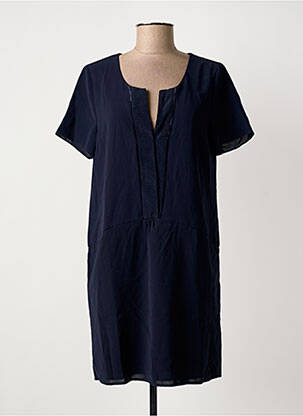Robe mi-longue tissage crêpe manches courtes bleu SUD EXPRESS femme