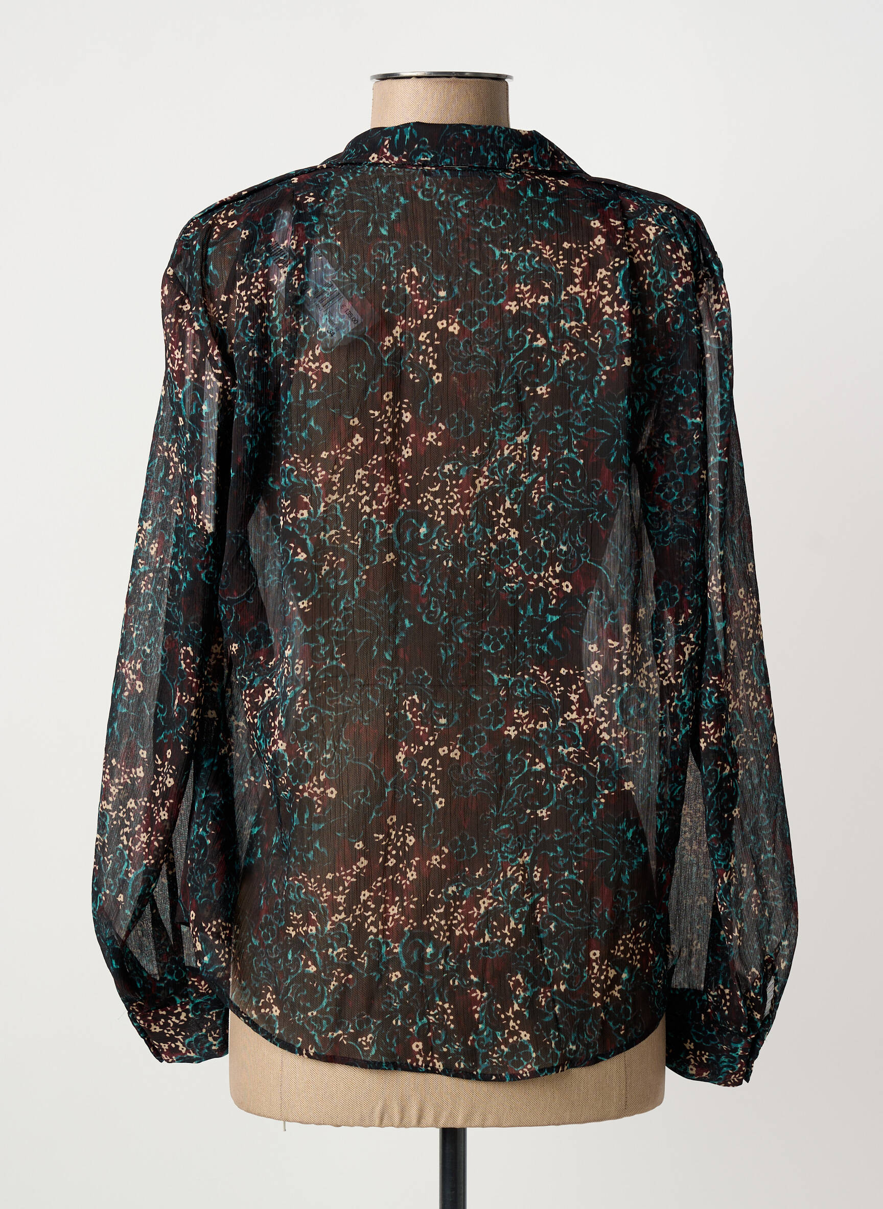 Chemisier Blanc à Fleurs IKKS Femme Taille 38 - Manches Longues - Occasion Très Bon état