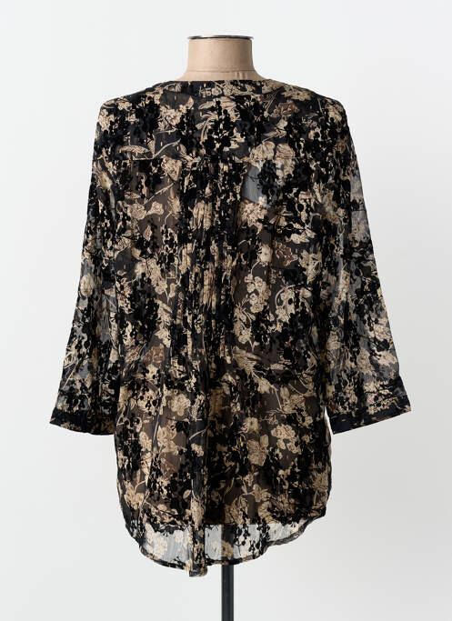 Chemisier imprimé fleurs manches longues noir JULIE GUERLANDE femme