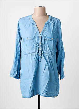 Blouse poignets boutonnés avec fente manches longues bleu TIMEZONE femme