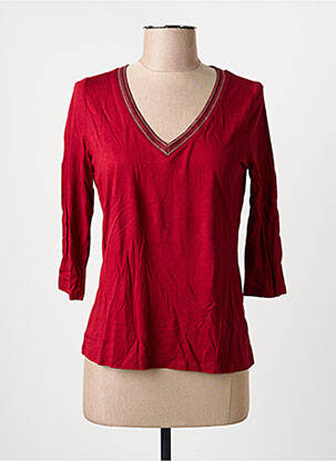Top tissage jersey manches longues rouge SUD EXPRESS femme