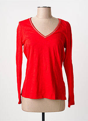 Top tissage jersey manches longues rouge SUD EXPRESS femme