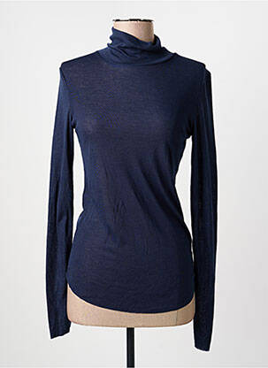 Pull col roulé stretch manches longues bleu MOLLY BRACKEN femme