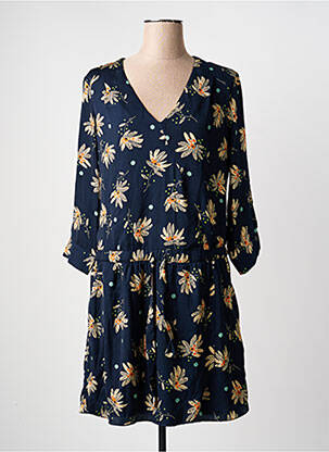Robe mi-longue imprimé fleurs manches longues bleu VOODOO femme