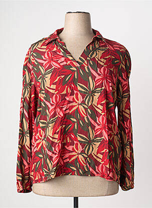 Blouse tissage popeline manches longues rouge JULIE GUERLANDE femme