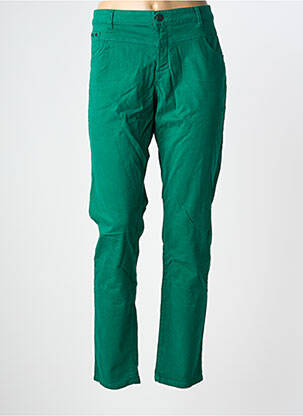 Pantalon slim tissage popeline taille normale vert ONE STEP femme