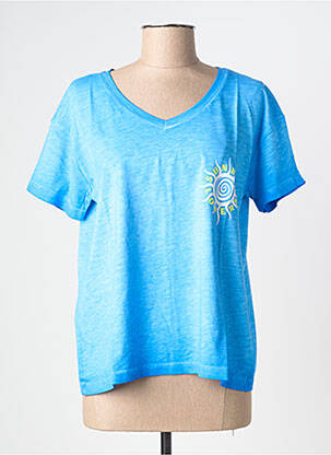 T-shirt coupe droite manches courtes bleu NINE TEES femme