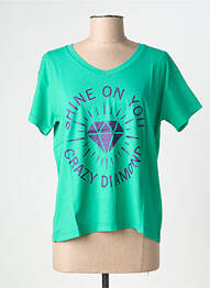T-shirt col v manches courtes vert NINE TEES femme