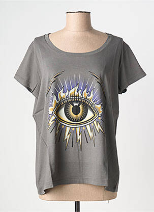T-shirt sérigraphie manches courtes gris NINE TEES femme