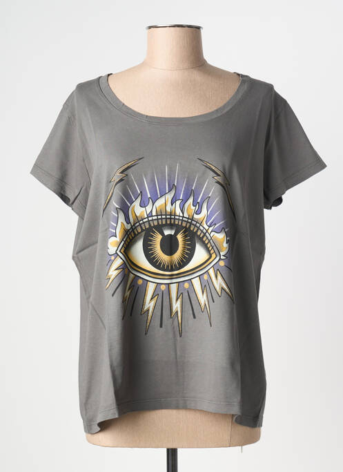 T-shirt sérigraphie manches courtes gris NINE TEES femme