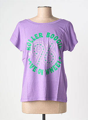 T-shirt sérigraphie manches courtes violet NINE TEES femme