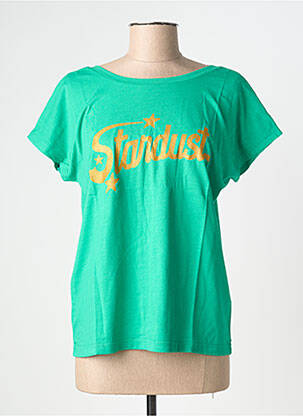 T-shirt sérigraphie floquée manches courtes vert NINE TEES femme
