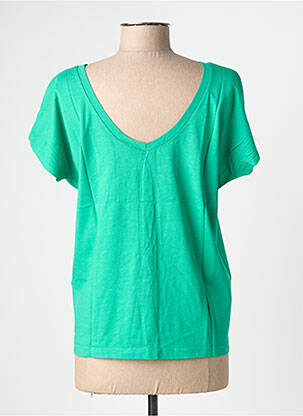 T-shirt sérigraphie floquée manches courtes vert NINE TEES femme