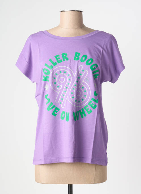 T-shirt sérigraphie manches courtes violet NINE TEES femme