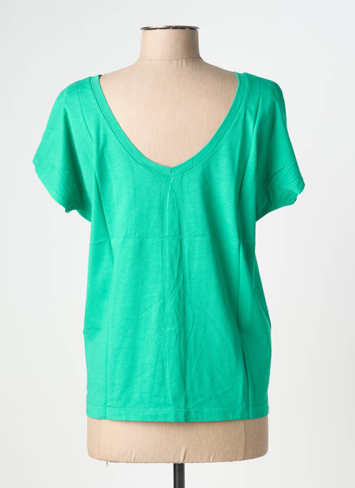 T-shirt sérigraphie floquée manches courtes vert NINE TEES femme