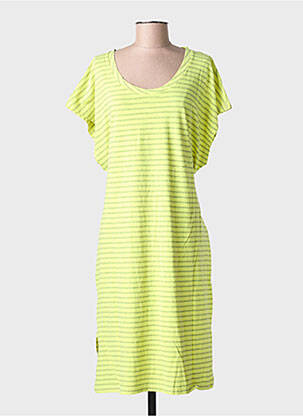 Robe mi-longue manches courtes manches courtes jaune NINE TEES femme