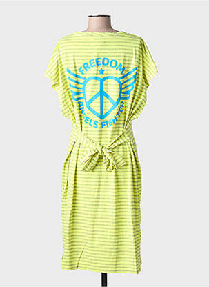 Robe mi-longue manches courtes manches courtes jaune NINE TEES femme