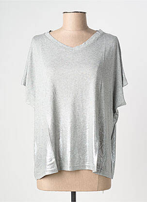 T-shirt col v manches courtes gris NINE TEES femme