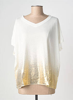 T-shirt col v manches courtes beige NINE TEES femme