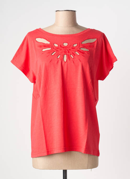 T-shirt stretch manches courtes rouge NINE TEES femme