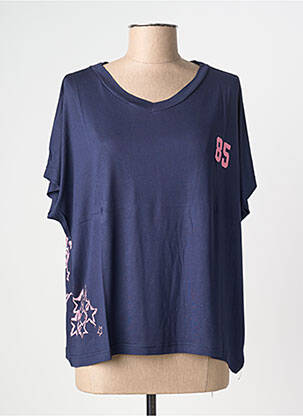 T-shirt coupe droite manches courtes bleu NINE TEES femme