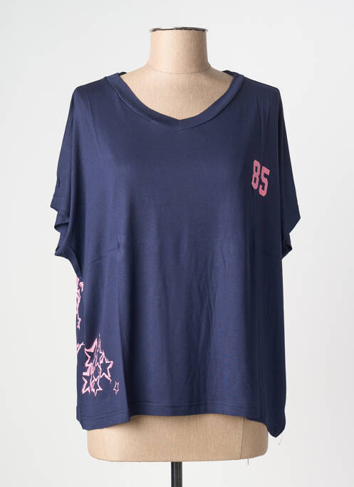 T-shirt coupe droite manches courtes bleu NINE TEES femme