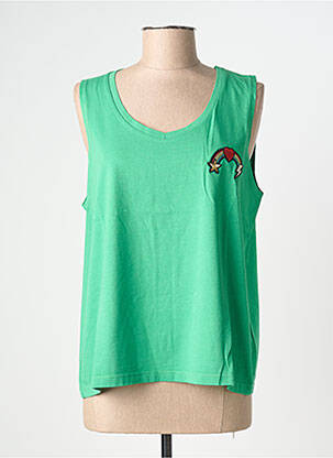 Débardeur stretch sans manche vert NINE TEES femme