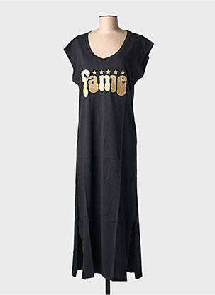 Robe longue manches courtes manches courtes noir NINE TEES femme