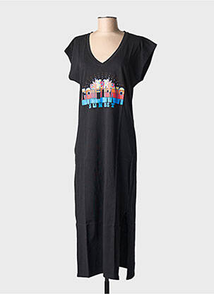 Robe longue manches courtes manches courtes noir NINE TEES femme
