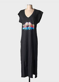 Robe longue manches courtes manches courtes noir NINE TEES femme