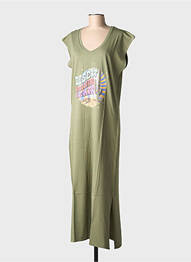 Robe longue manches courtes manches courtes vert NINE TEES femme