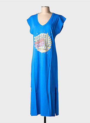 Robe longue manches courtes manches courtes bleu NINE TEES femme