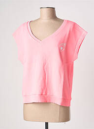Sweat-shirt sérigraphie sans manche rose NINE TEES femme