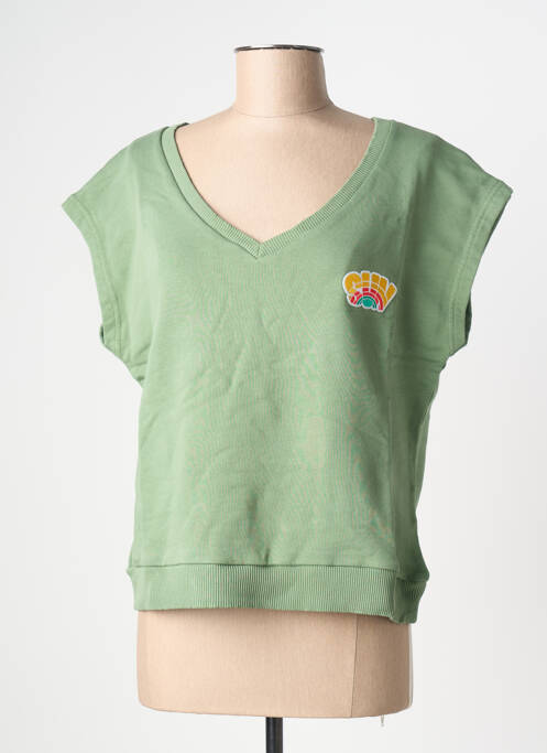 T-shirt col v manches courtes vert NINE TEES femme