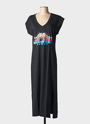 Robe longue manches courtes manches courtes noir NINE TEES femme