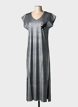 Robe longue manches courtes manches courtes argent NINE TEES femme