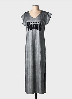 Robe longue manches courtes manches courtes argent NINE TEES femme