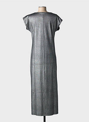 Robe longue manches courtes manches courtes argent NINE TEES femme