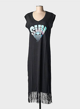 Robe longue manches courtes manches courtes noir NINE TEES femme