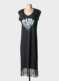 Robe longue manches courtes manches courtes noir NINE TEES femme