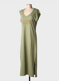 Robe longue manches courtes manches courtes vert NINE TEES femme