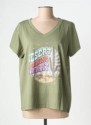 T-shirt coupe droite manches courtes vert NINE TEES femme