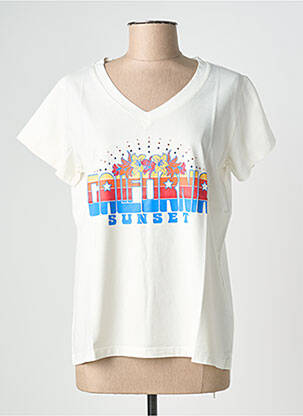 T-shirt sérigraphie avec strass manches courtes beige NINE TEES femme