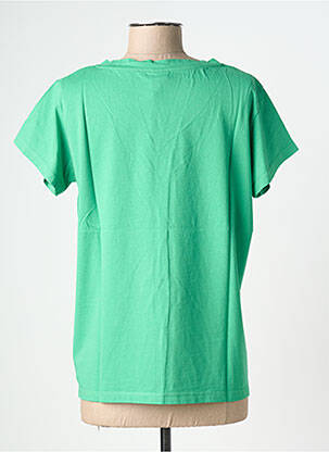 T-shirt sérigraphie avec strass manches courtes vert NINE TEES femme