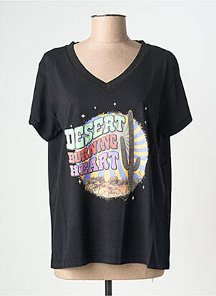 T-shirt coupe droite manches courtes noir NINE TEES femme