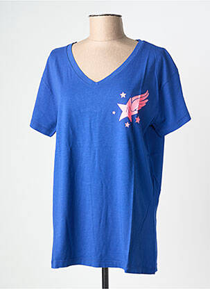T-shirt coupe droite manches courtes bleu NINE TEES femme